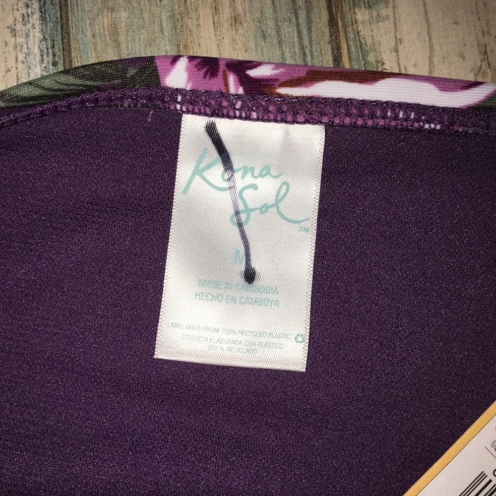 NWT Kona Sol Purple Floral Bikini Bottoms - Picture 5 of 8